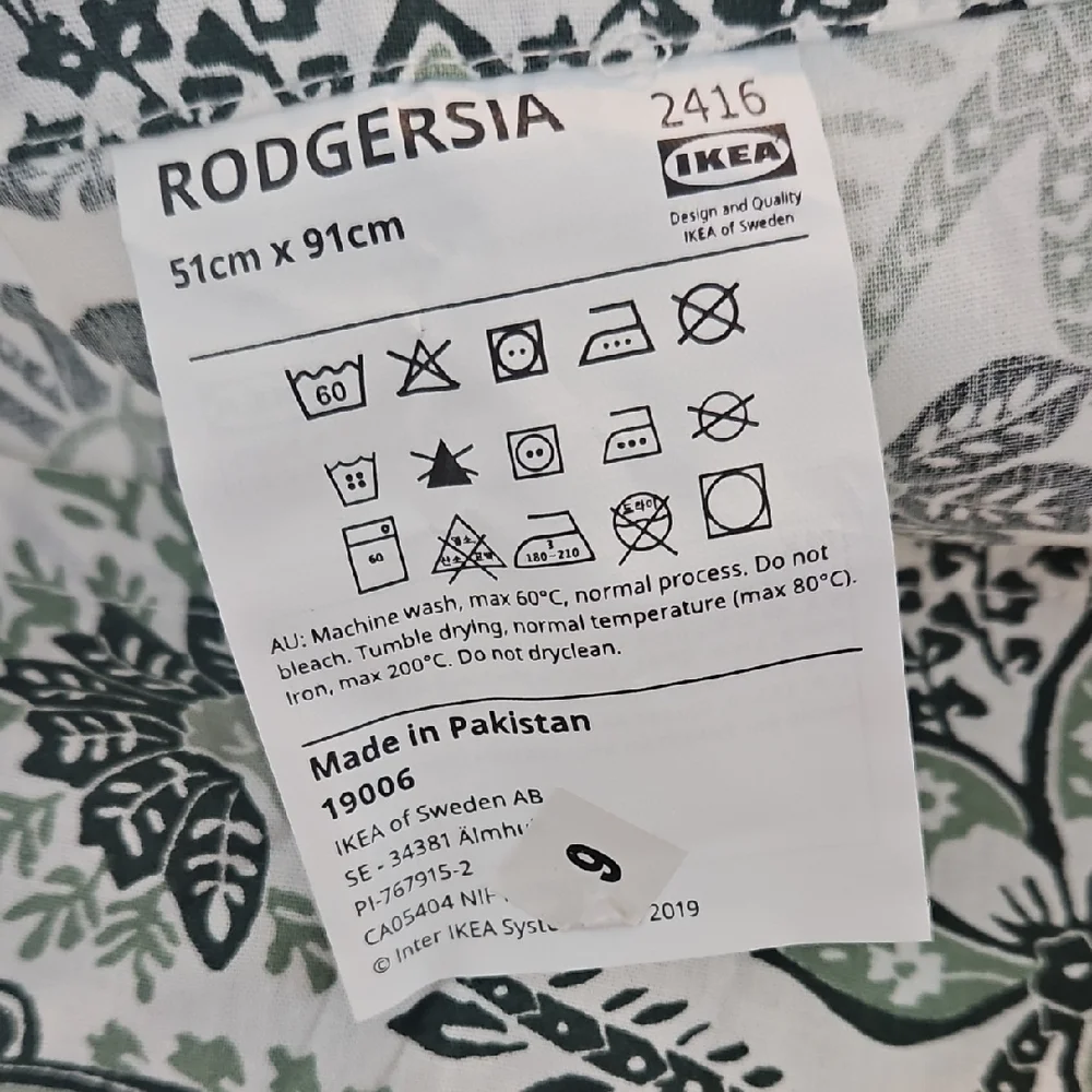 IKEA Rodgersia Floral Paisley Green White King Pillow Sham Duvet Set
